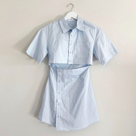 Aureum The Label Baby Blue Poplin Cut Out Dress Size XS - Picture 2 of 14